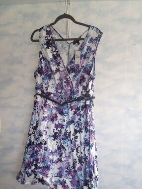 Lane Bryant Purple & Blue Floral Midi Dress